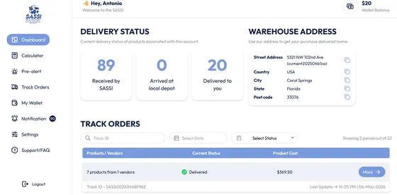 SASSI Client Portal — Pre-alerts and Invoice View